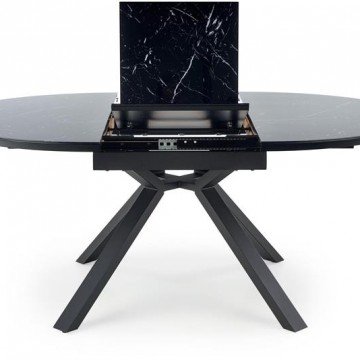 Фото11.Розкладний стіл VERTIGO 130 (180) x130 Halmar чорний мармур